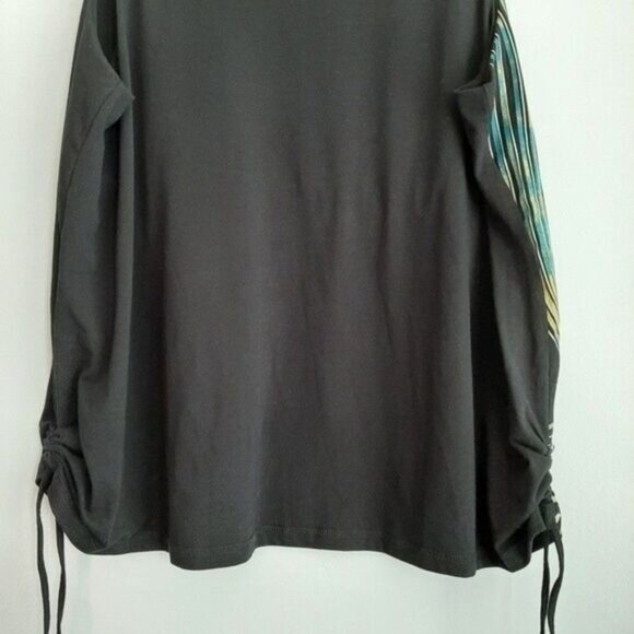 AE SPORT Athletic Tank Top Ruched Sides Black Wave Pattern Sz 4X - Picture 8 of 9